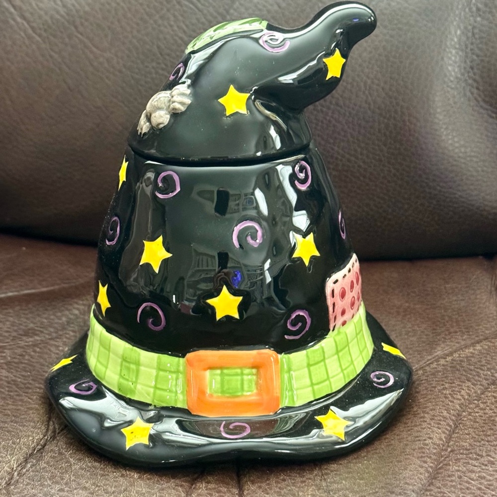 Vintage Ceramic Witch Hat Halloween Candy Jar - Fannie May Candies